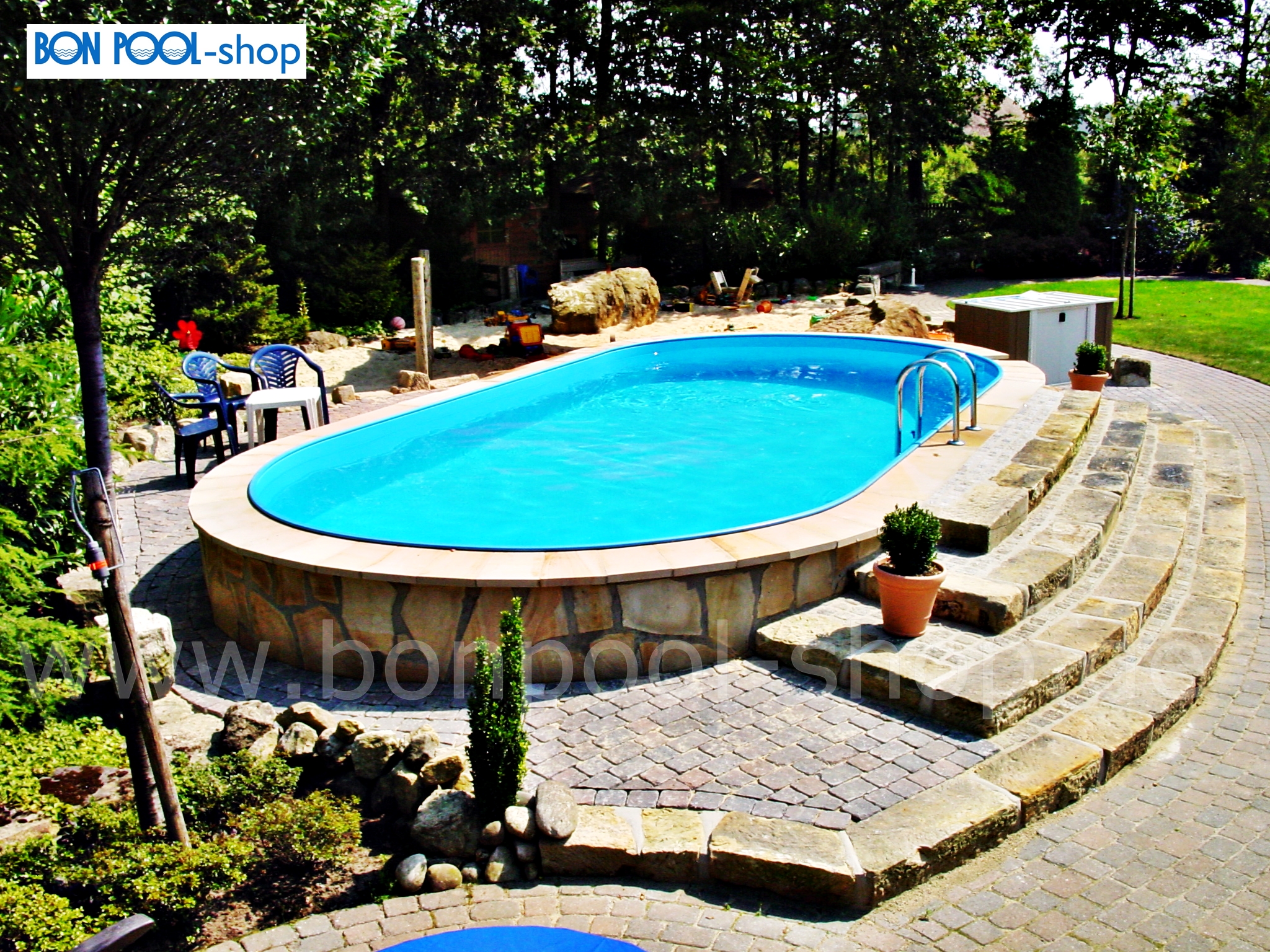 Ovalbecken Set 490 x 300,Tiefe 150 Ovalpool BON POOL