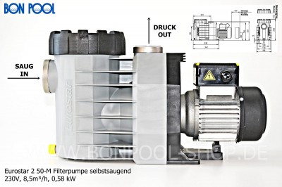 BON POOL Eurostar 2 50-M  Selbstansaugende Pumpe  
