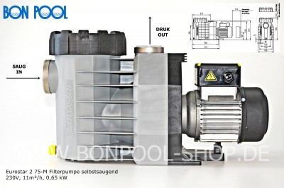 BON POOL Eurostar 2 75-M  Selbstansaugende Pumpe  