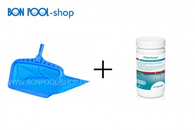 BON POOL Bodenkescher + Chlorilong 1kg